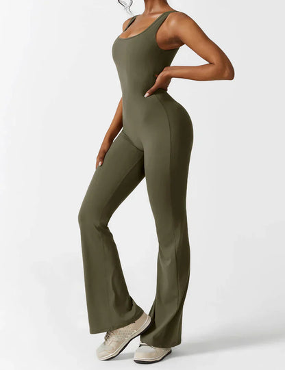 Women's Jumpsuit – Elegant Flared V-back Party Outfit