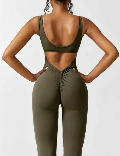 Women's Jumpsuit – Elegant Flared V-back Party Outfit