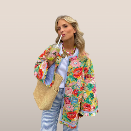 Floral Print Jacket Women – Quilted Floral Jacket with Soft Lining and Trendy Design