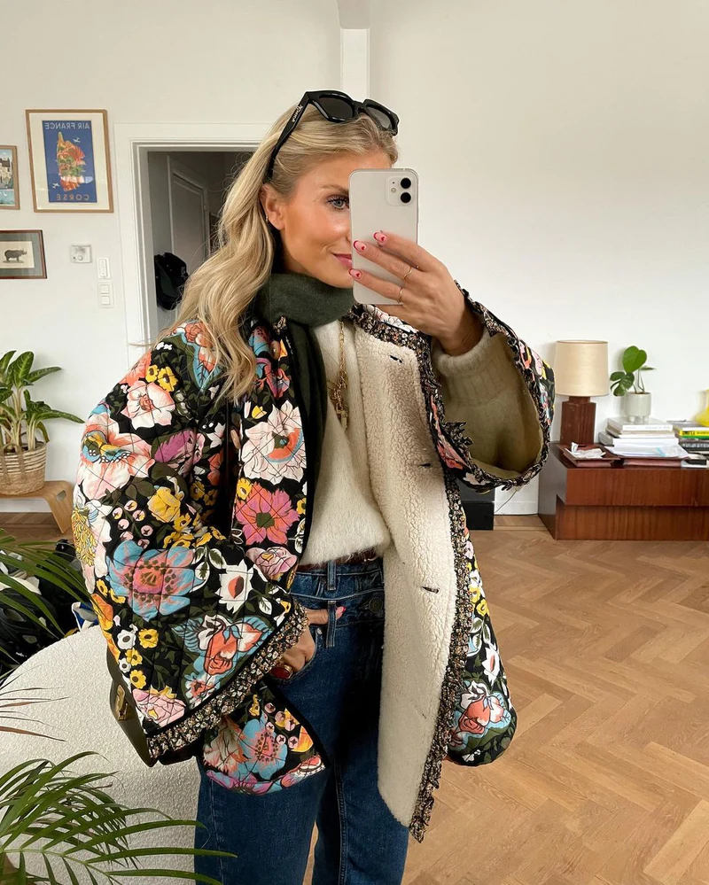 Floral Print Jacket Women – Quilted Floral Jacket with Soft Lining and Trendy Design