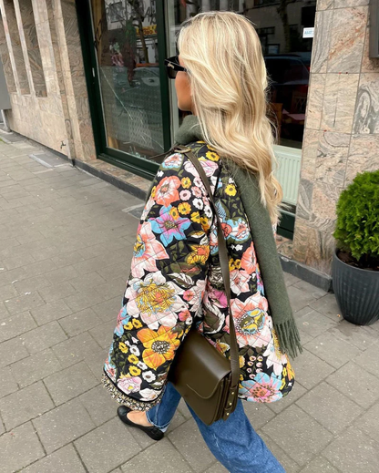 Floral Print Jacket Women – Quilted Floral Jacket with Soft Lining and Trendy Design