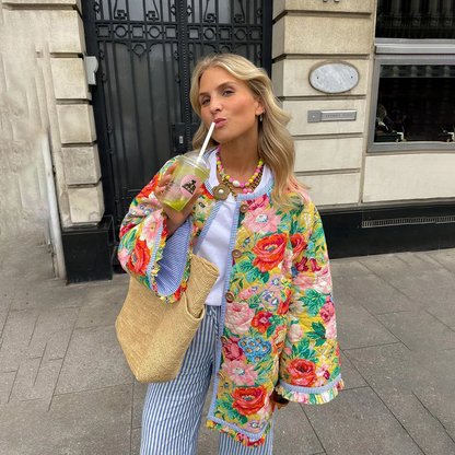 Floral Print Jacket Women – Quilted Floral Jacket with Soft Lining and Trendy Design