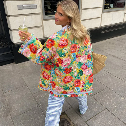 Floral Print Jacket Women – Quilted Floral Jacket with Soft Lining and Trendy Design