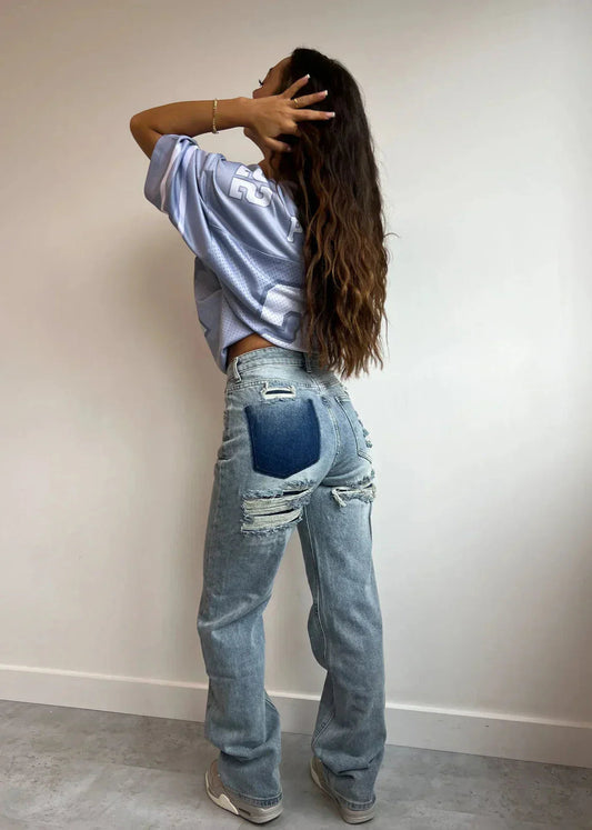 High Waist Ripped Jeans Women – Stylish Slim Fit Denim for Casual Wear