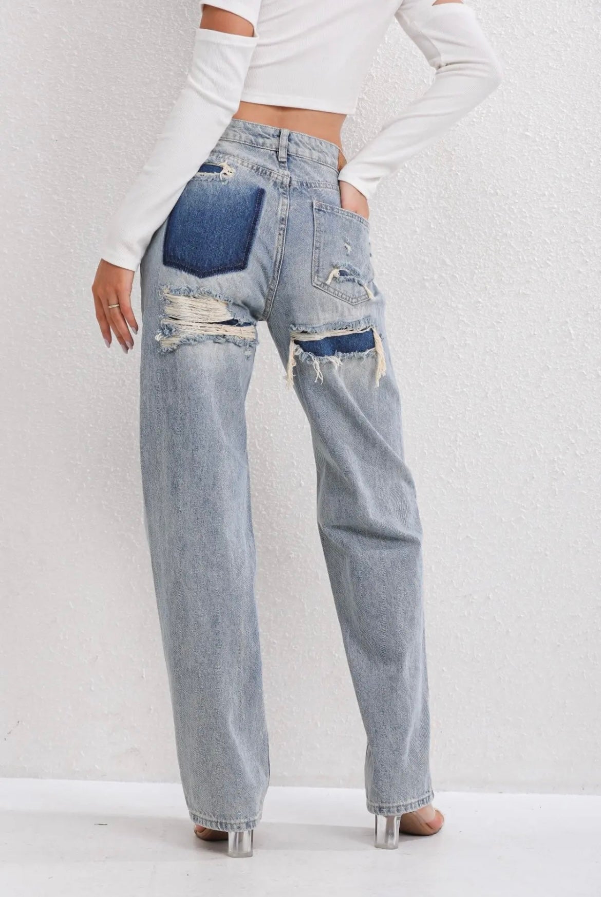 High Waist Ripped Jeans Women – Stylish Slim Fit Denim for Casual Wear